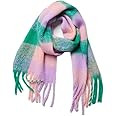 Yatemiole Women's Cashmere Big Coloured Checked Scarf Winter Warm Wrap Scarf | Amazon (US)