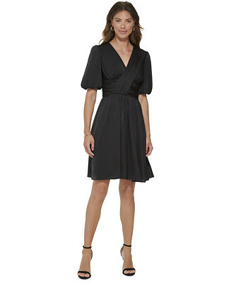 V-Neck Short-Sleeve Fit & Flare Dress | Macys (US)