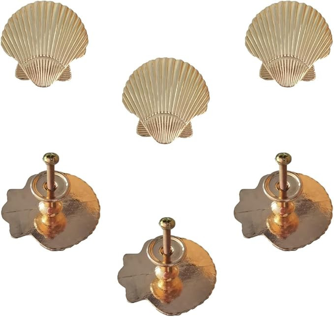 6 pcs Seashell Cabinet Knobs Ocean Theme Pulls Handles Kitchen Cabinet Knobs for Dresser Drawers ... | Amazon (US)