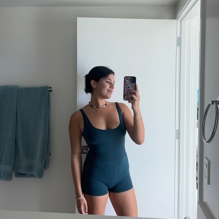 Obsessed with one piece workout wear recently (free people runsie, wearing size M/L)