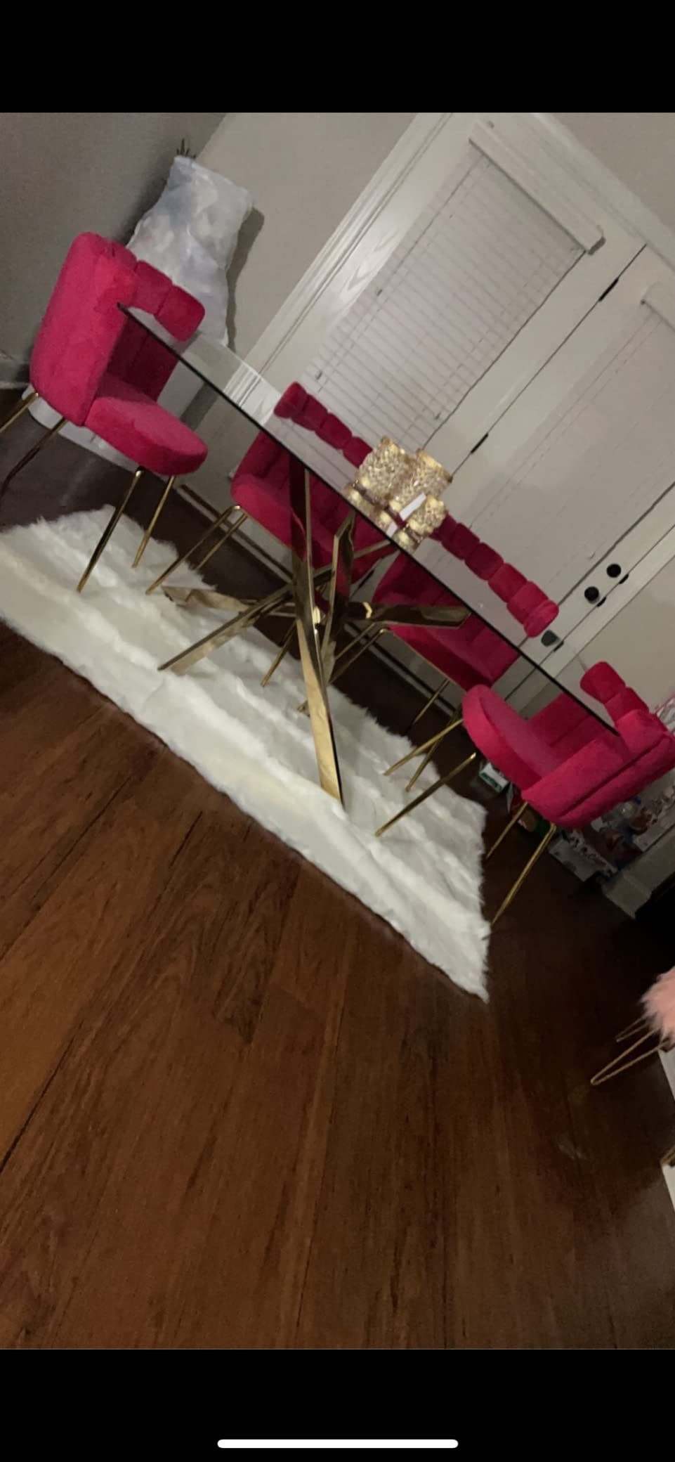 Janoray Velvet Dining Chairs Upholstered Gold Metal Legs Hot Pink Mid Century Modern Accent Chair... | Amazon (US)