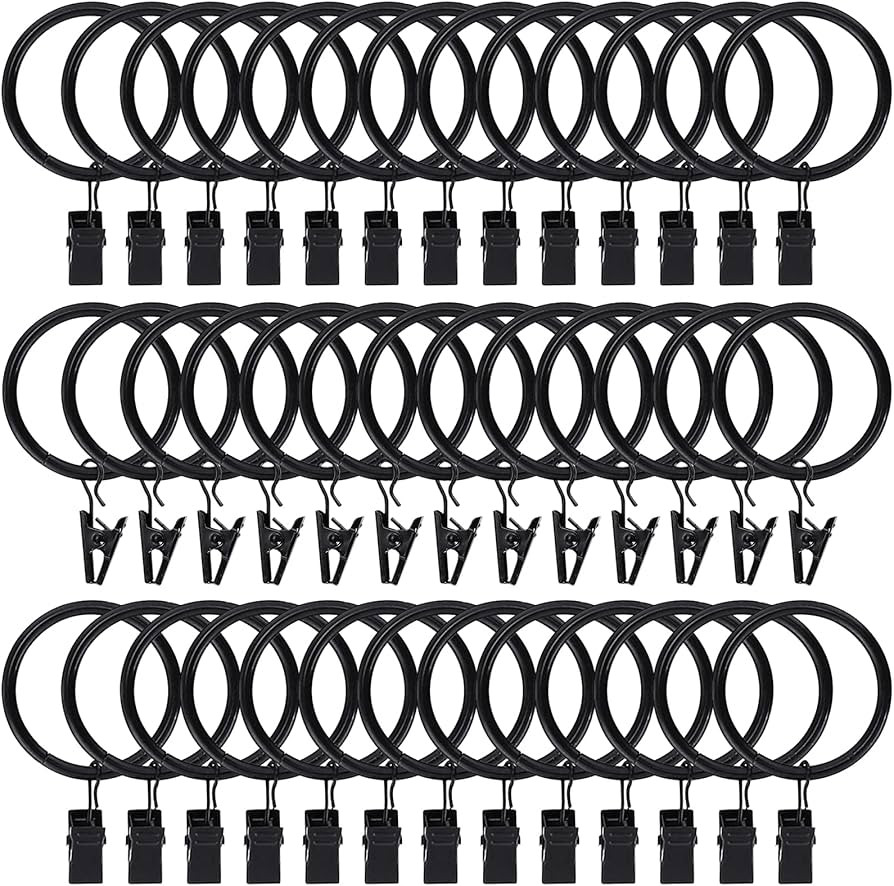 40pcs Curtain Rings with Clips Hooks 1.5 inch Rustproof Matte Metal Stainless Steel Drapery Rings... | Amazon (US)