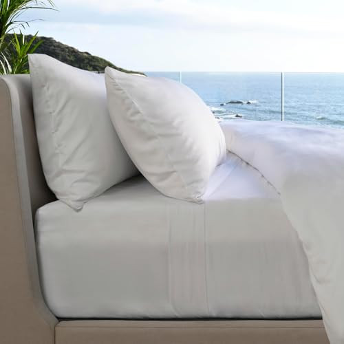 Cariloha Resort 4-Piece Sateen Sheet Set | White | Cal King | Viscose Material | Thermal-Regulating, Extra Soft Cooling Sheets | Amazon (US)