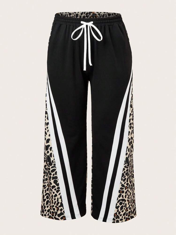 Striped Casual Drawstring Pocket Pants For Women, Night Out | SHEIN