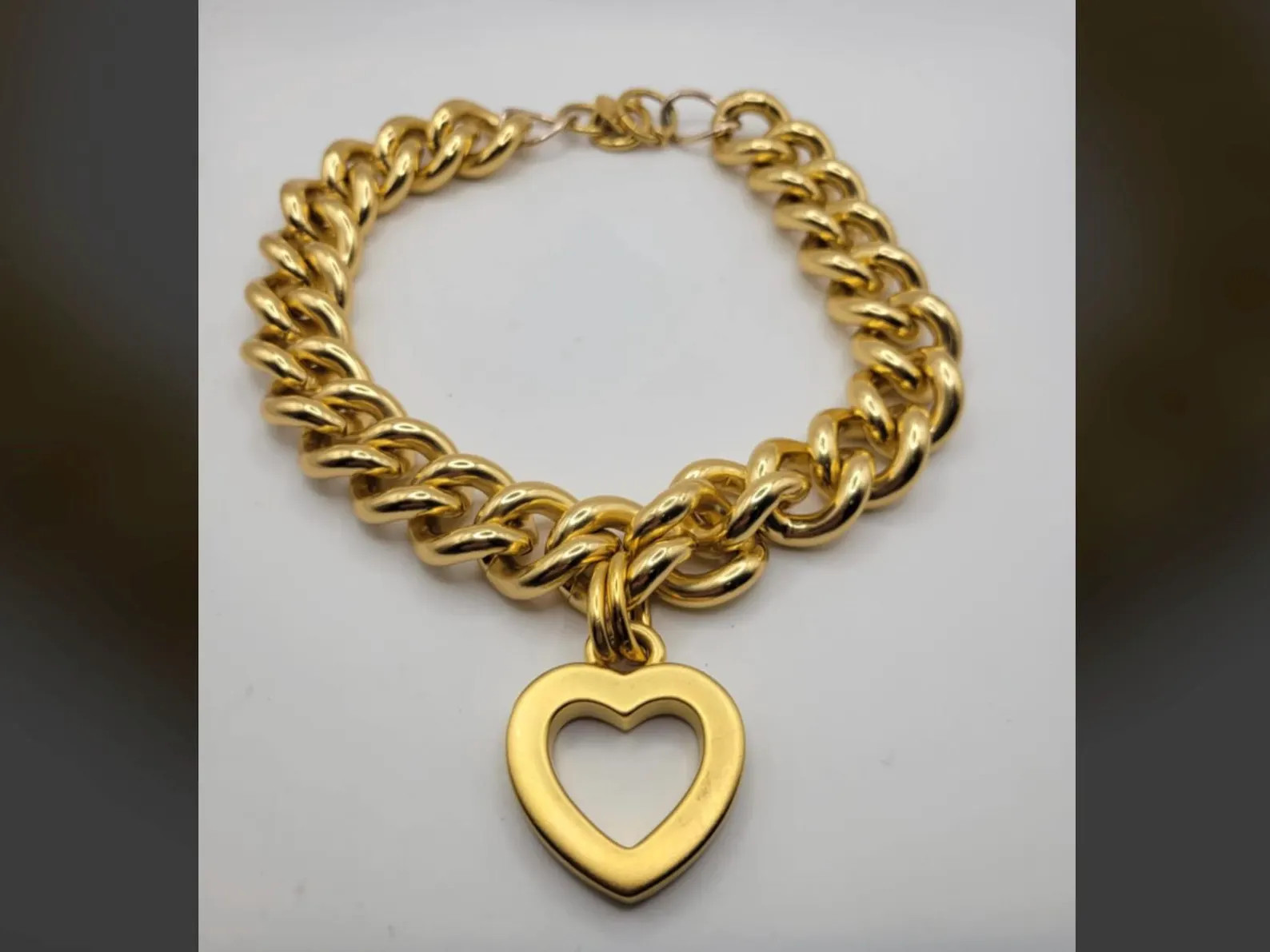 Vintage Erwin Pearl Gold Tone Chunky Chain Collar Necklace, Heart Pendant | Etsy (Global)