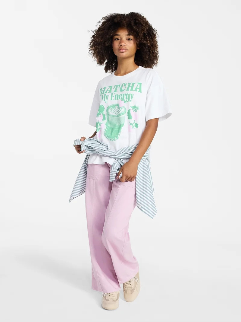 Weekend Academy Girls Oversized Graphic Tee with Short Sleeves, Sizes 4-18 | Walmart (US)