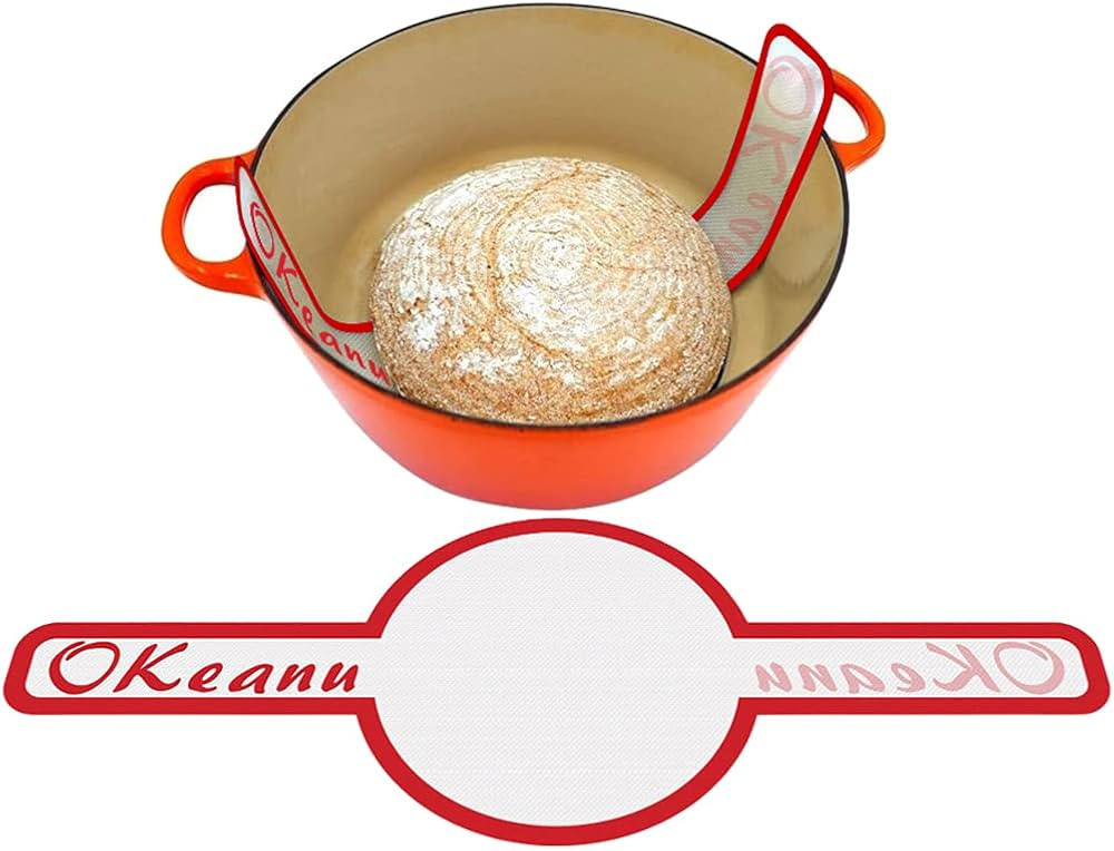 Silicone Baking Mat for Dutch Oven Bread Baking - Long Handles Sling Baking Mat Gentler Safer & E... | Amazon (US)