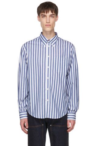 Blue & White Stripe Classic SP Shirt | SSENSE
