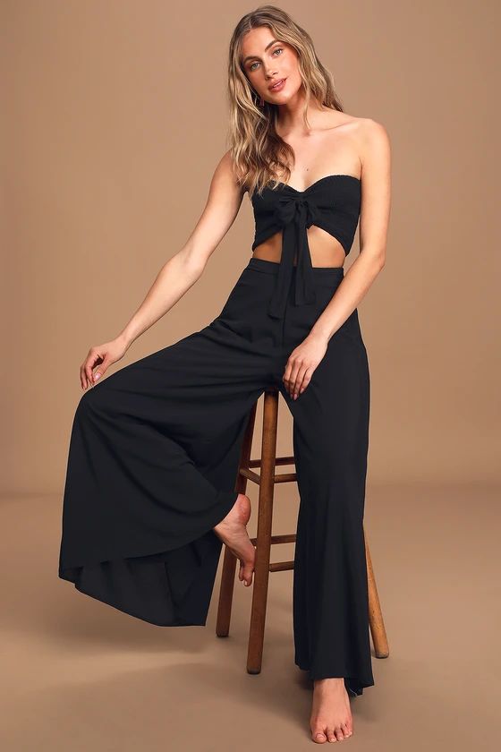 Seaside to Shore Black Strapless Two-Piece Jumpsuit | Lulus (US)