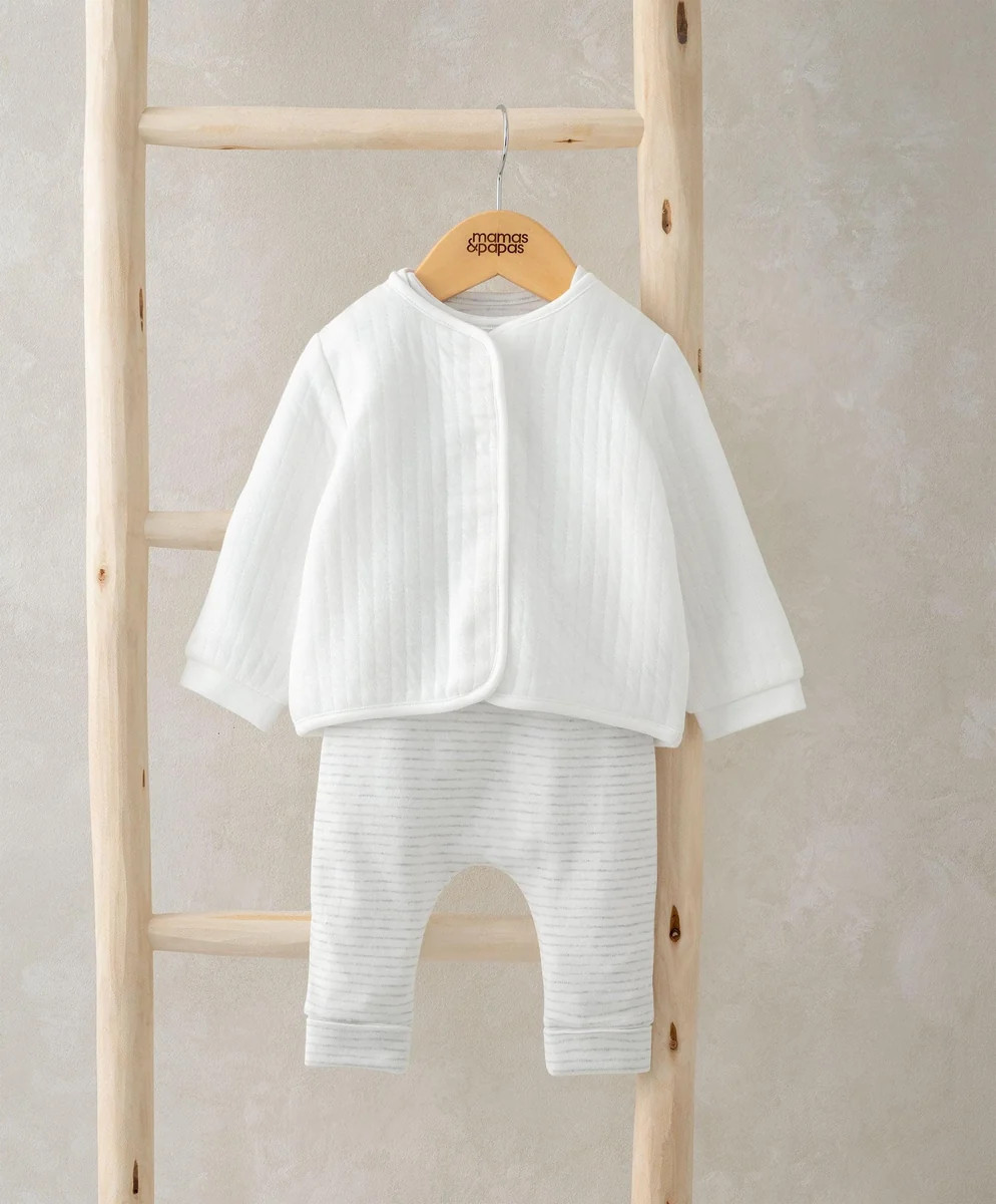 Quilted Jacket, Bodysuit & Leggings - White | Mamas & Papas
