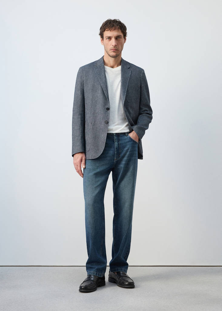 Slim fit linen cotton-blend blazer indigo blue - Man - 36 - MANGO MAN | Mango (US/MX/AU)