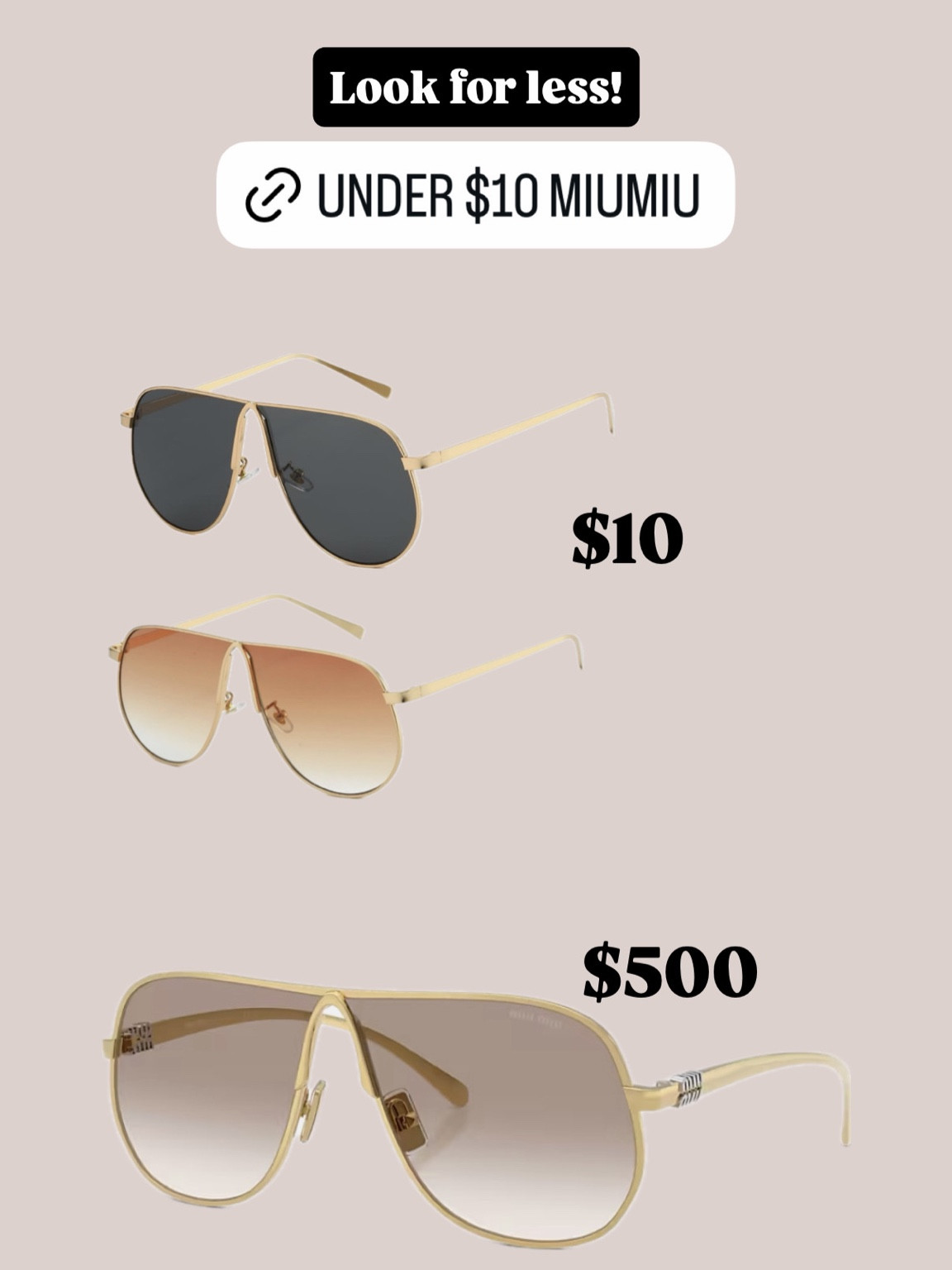 Miumiu look for less
Trending
Sunglasses
Designer inspired 
Gift ideas 

#LTKootd #LTKMothersDay #LTKSaleAlert