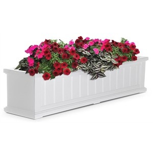 Mayne Cape Cod 4ft Weatherproof Coastal Plastic Window Box in White | Cymax