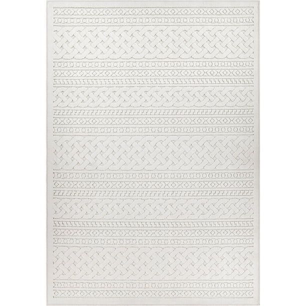 My Texas House By Orian Striped Braided Area Rug, Off-White, 5'2" x 7'6" | Walmart (US)