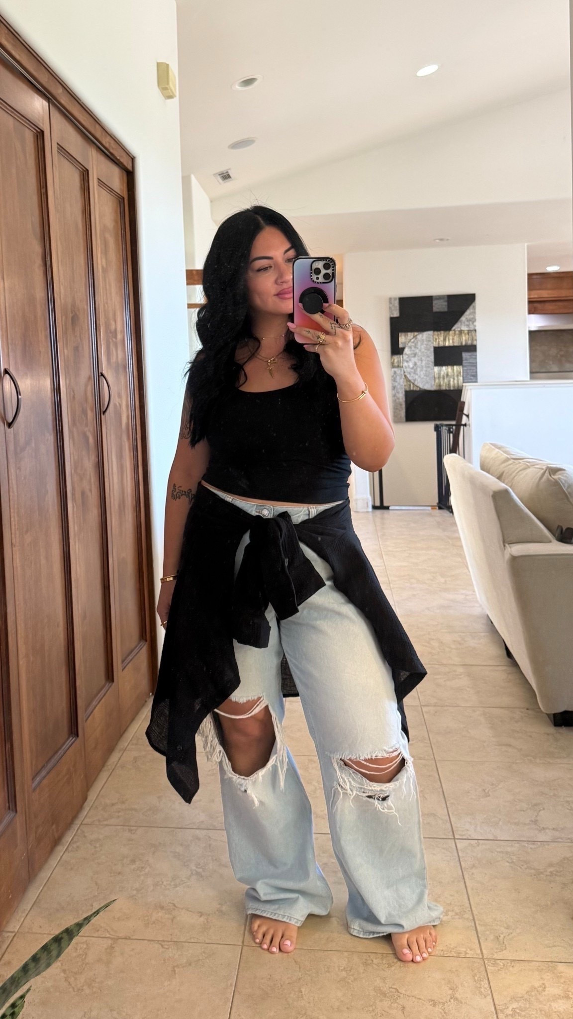 size 33 jeans, large top and xl button up!

Fp, Abercrombie, target, @abercrombie, @Target, midsize, ripped jeans outfit, cami top, black tank outfit, Tori block

#LTKMidsize #LTKootd #LTKgrwm