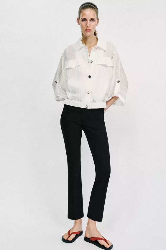 TABBED SLEEVE SAFARI BLOUSE | Zara US