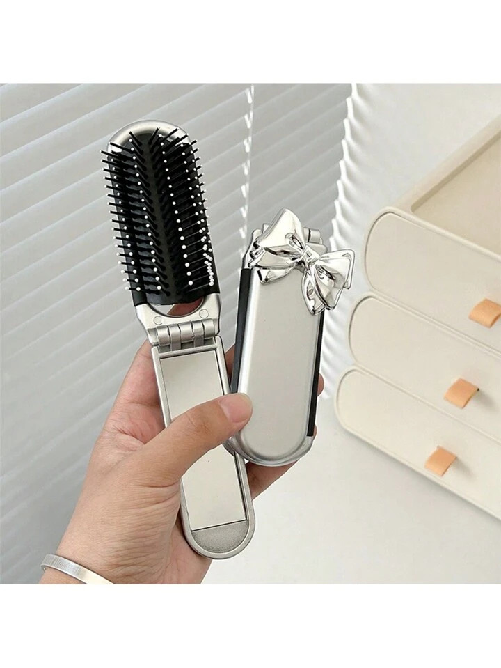 1pc Cute Creative Flip Fold Airbag Comb Mini Portable Mirror Comb Integrated Air Cushion Massage Comb Woman | SHEIN