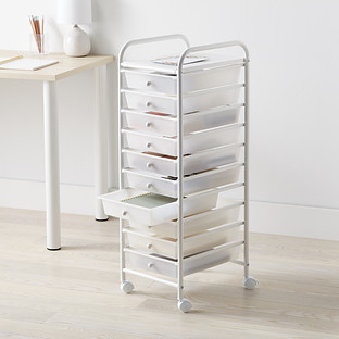 10-Drawer Rolling Cart Clear | The Container Store