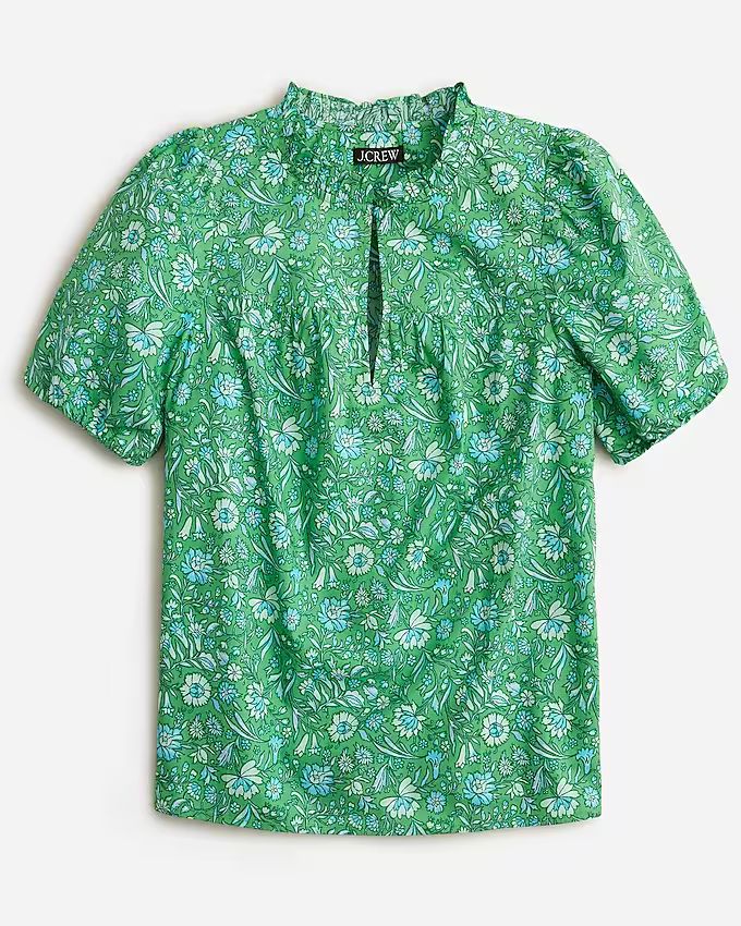 Ruffle-trim short-sleeve top in Liberty® Thorpe Hill fabric | J.Crew US