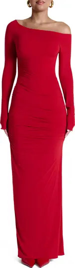 Naked Wardrobe Ruched Off the Shoulder Long Sleeve Maxi Dress | Nordstrom | Nordstrom