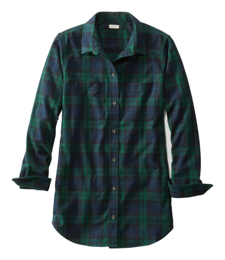 Women's Scotch Plaid Flannel Shirt, Tunic Black Watch Extra Small L.L.Bean | L.L. Bean
