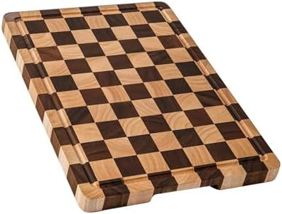 Cutting Boards for Kitchen, Checkered Cutting Board Upgraded, Acacia Wood Chopping Board with Jui... | Amazon (US)