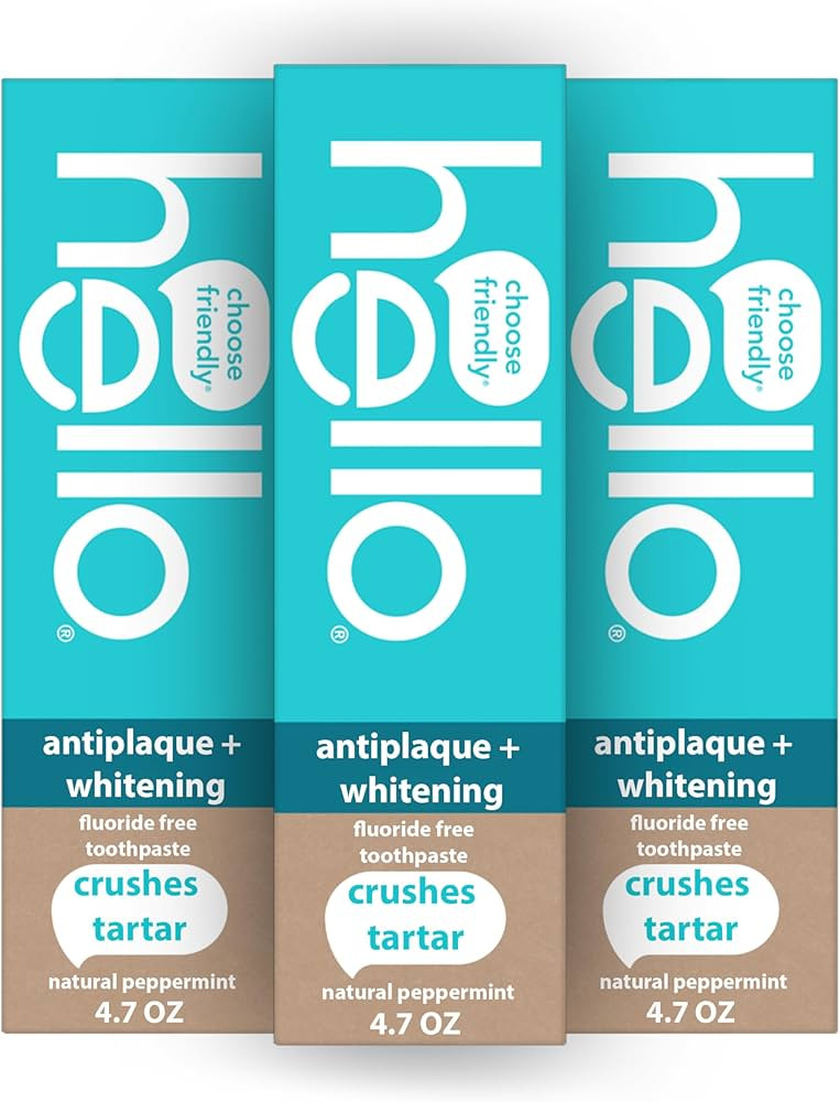 hello Antiplaque and Whitening Fluoride Free Toothpaste, Whitening Toothpaste with Coconut Oil an... | Amazon (US)