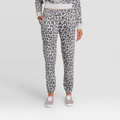 Women's Leopard Print Jogger Pants - Gray | Target