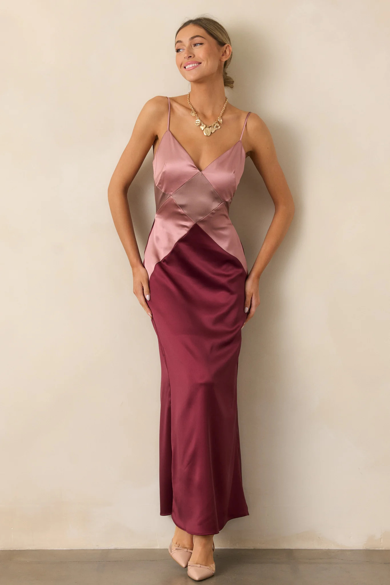 Celestial Skies Mauve Mist Satin Maxi Dress | Red Dress