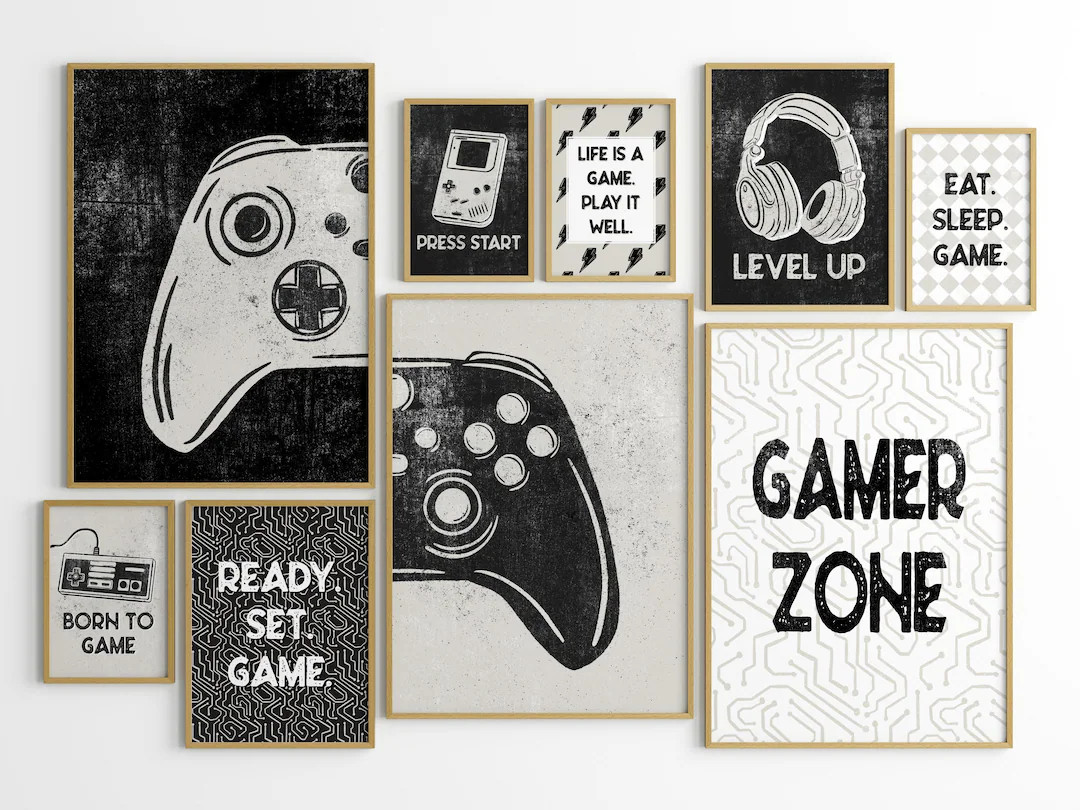 Gamer Wall Art Boys Bedroom Wall Decor Set of 12, Boy Wall Art Video Game Lover Prints, Gaming Ar... | Etsy (US)