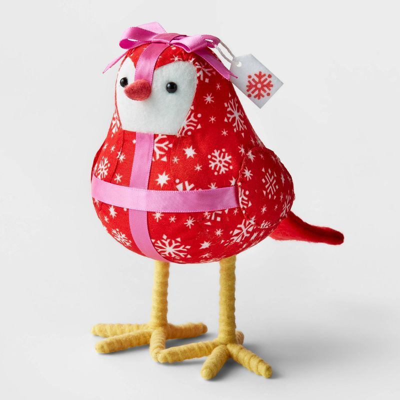 Fabric Bird Dressed as Present Decorative Figurine - Wondershop™ | Target