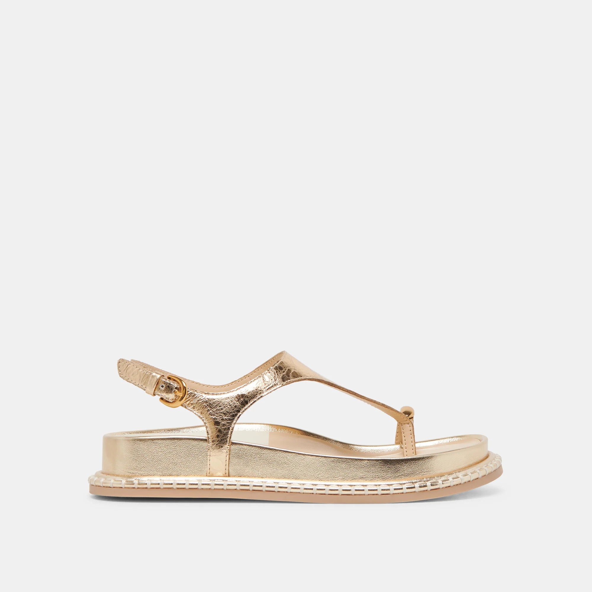 Stefan Sandals Gold Distressed Leather | DolceVita.com
