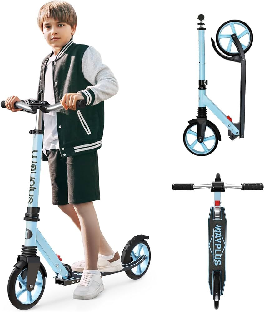 WAYPLUS Kick Scooter for Ages 6+,Kid, Teens & Adults. Max Load 240 LBS. Foldable, Lightweight, 8I... | Amazon (US)