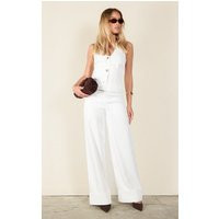 Cream Textured Woven Wide Leg Trouser | PrettyLittleThing UK