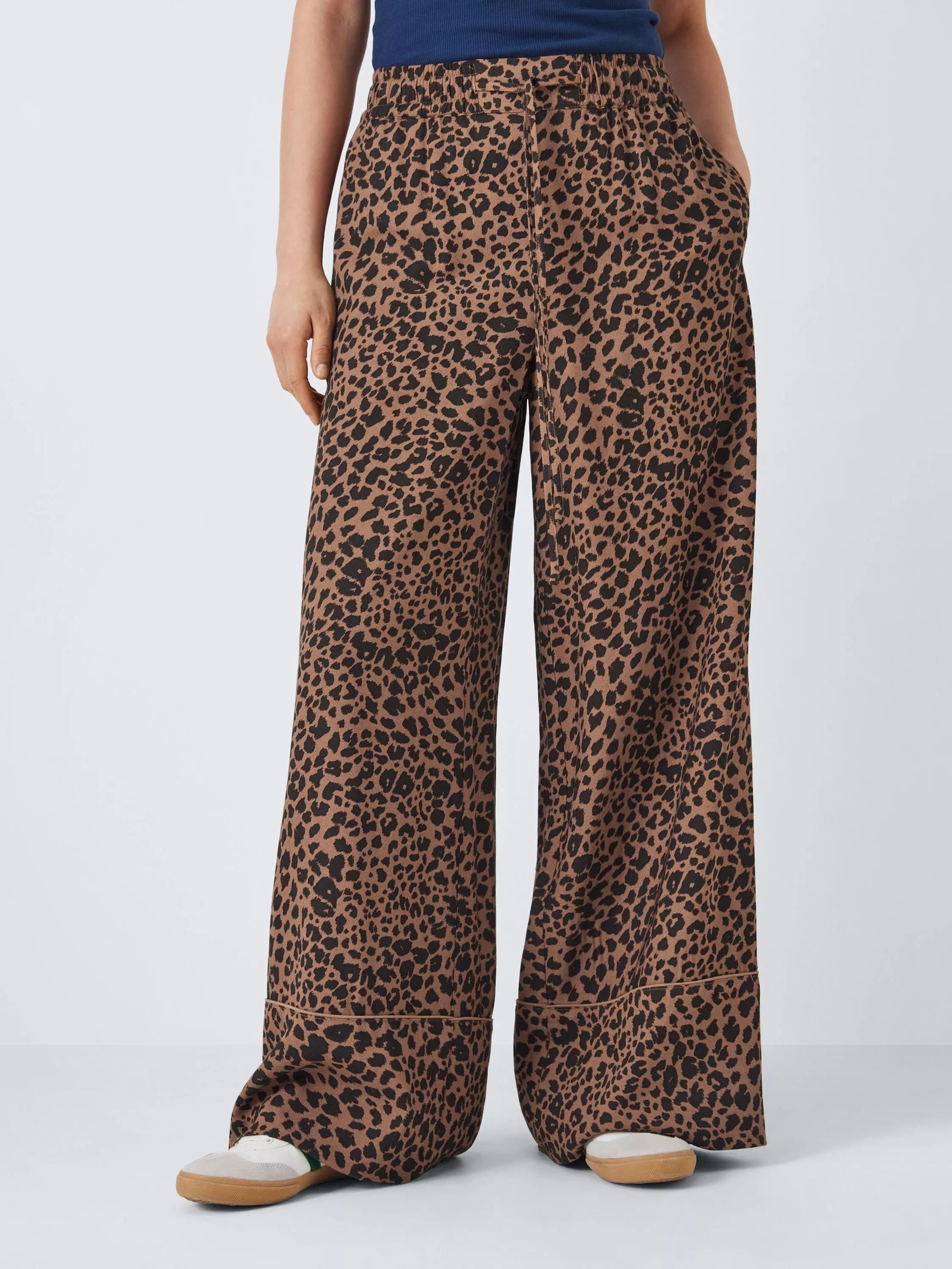 John Lewis ANYDAY Leopard Print Wide Leg Trousers, Leopard | John Lewis (UK)