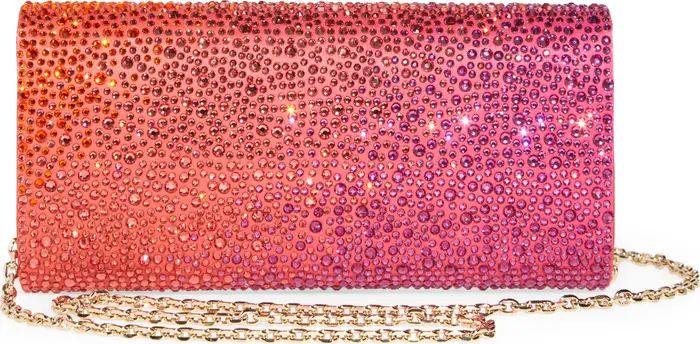Perry Crystal Embellished Satin Clutch Purse Evening Clutch Pink Gold Clutch Rhinestone Bag | Nordstrom