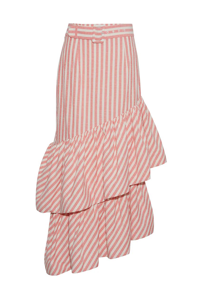 Terra Skirt in Ivory Pink Stripe Seersucker | Over The Moon
