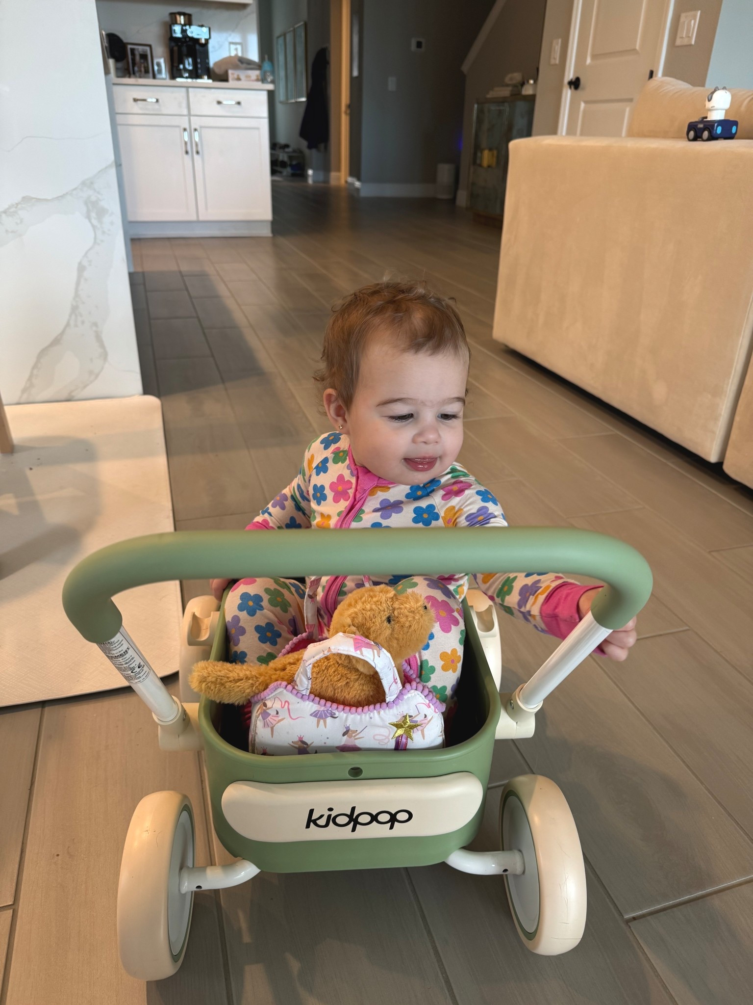I got this push wagon for her when she was a year old to have a more sturdy walker on our tile downstairs. She she’s almost 17 months and uses it every day. She now likes to sit in it as well and be pushed around. Because it has a big tires-It’s great for any surface and outside. I know she’s going to want to push her little brother around in this when he’s a bit older. Also note her dog purse and funky cute pjs!!! 

#LTKKids #LTKBaby #LTKFamily