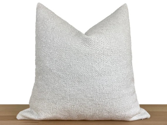 White Boucle Pillow Cover,  Boucle Euro Sham Cover, Off White Textured Fabric, Boho Home Decor, B... | Etsy (US)