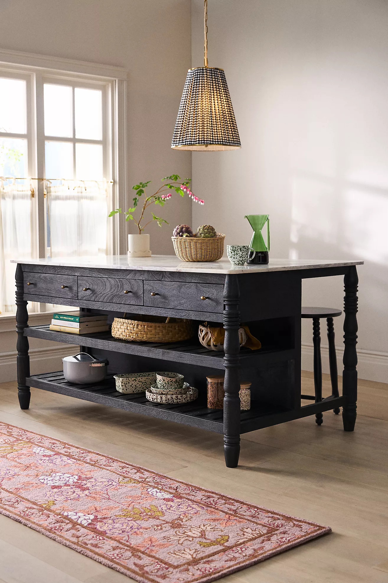 Spindle Marble-Top Kitchen Island | Anthropologie (US)