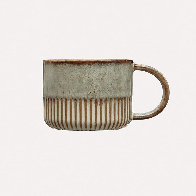 Creative Co-Op Stoneware Mug with Crimped Bottom, Whitewashed Gray Reactive Glaze | Amazon (US)