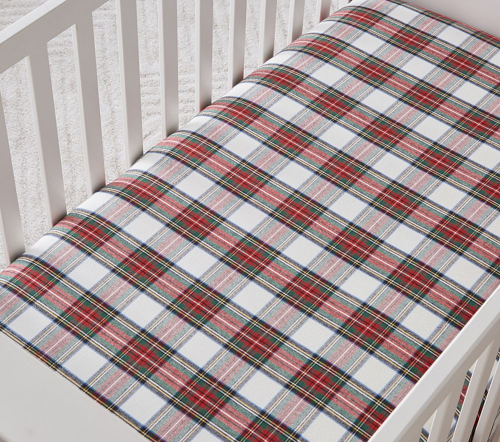 Stewart Plaid Flannel Organic Crib Fitted Sheet | Pottery Barn Kids