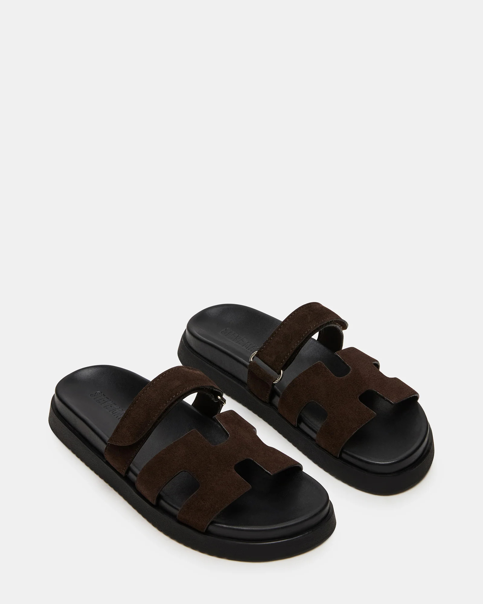 MAYVEN Chocolate Brown Suede Flatform Slide Women's Sandal | Steve Madden (US)