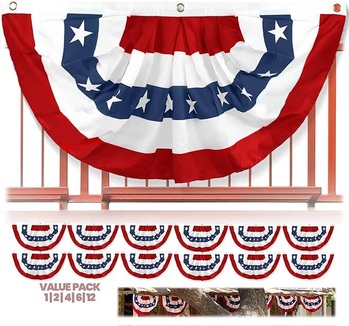 Anley USA Pleated Fan Flag, 3x6 Feet American US Bunting Flags Patriotic Stars & Stripes - Sharp ... | Amazon (US)