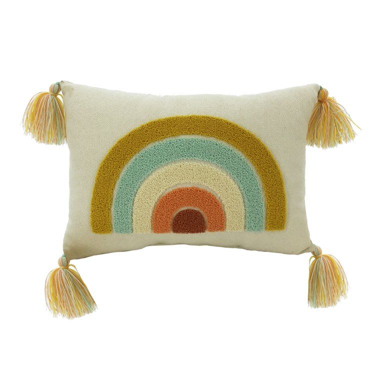 Way To Celebrate Harvest Rainbow Pillow with Tassels, 14" | Walmart (US)