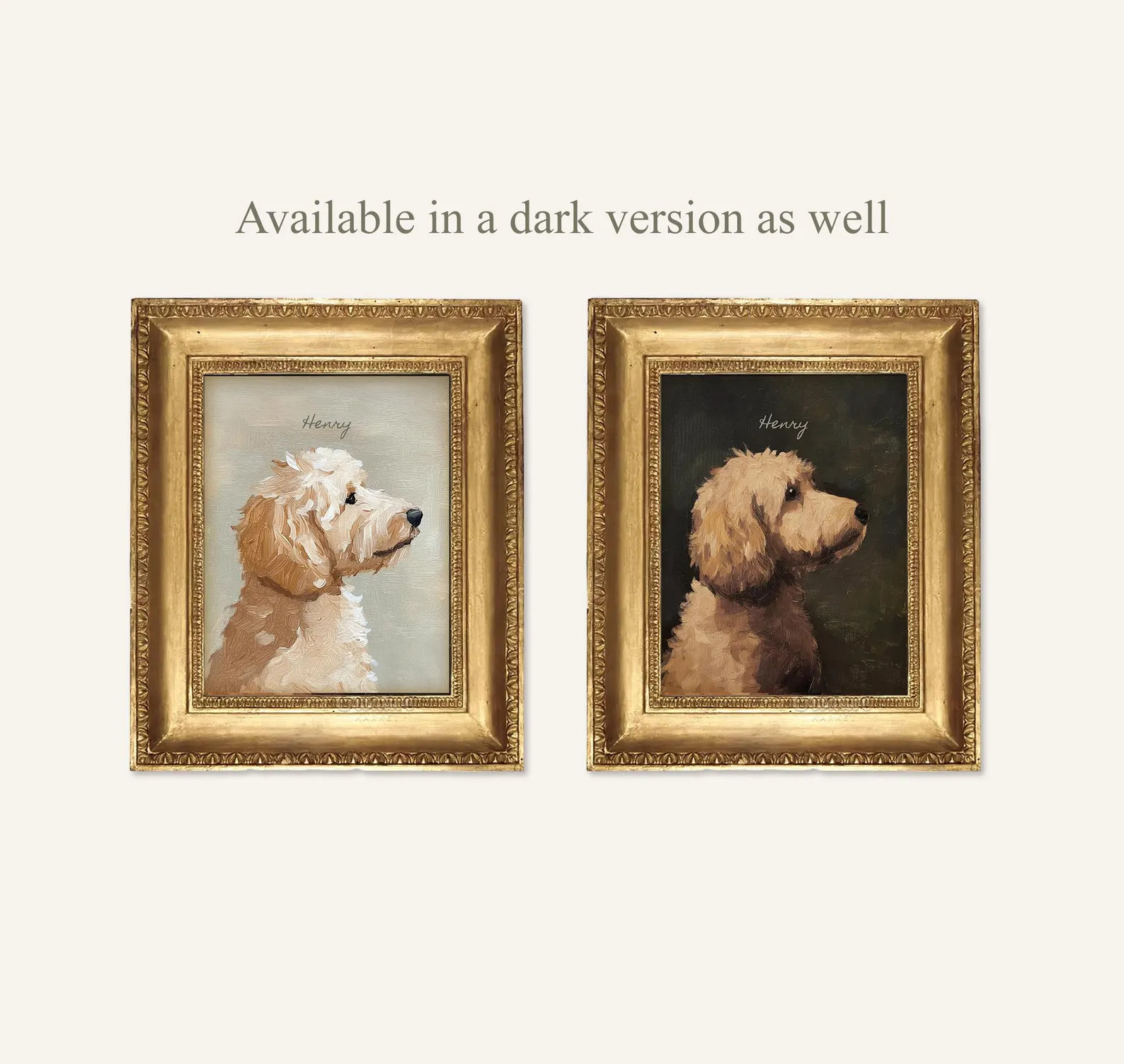 Mini Custom Artful Goldendoodle Oil Painting Portrait, Personal Vintage Dog Folk Art Print Moody ... | Etsy (US)