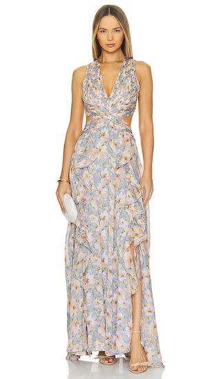Noya Dress in Iris Blue Blush | Floral Wedding Guest Dress Floral Bridesmaid Dress Floral Dresses | Revolve Clothing (Global)