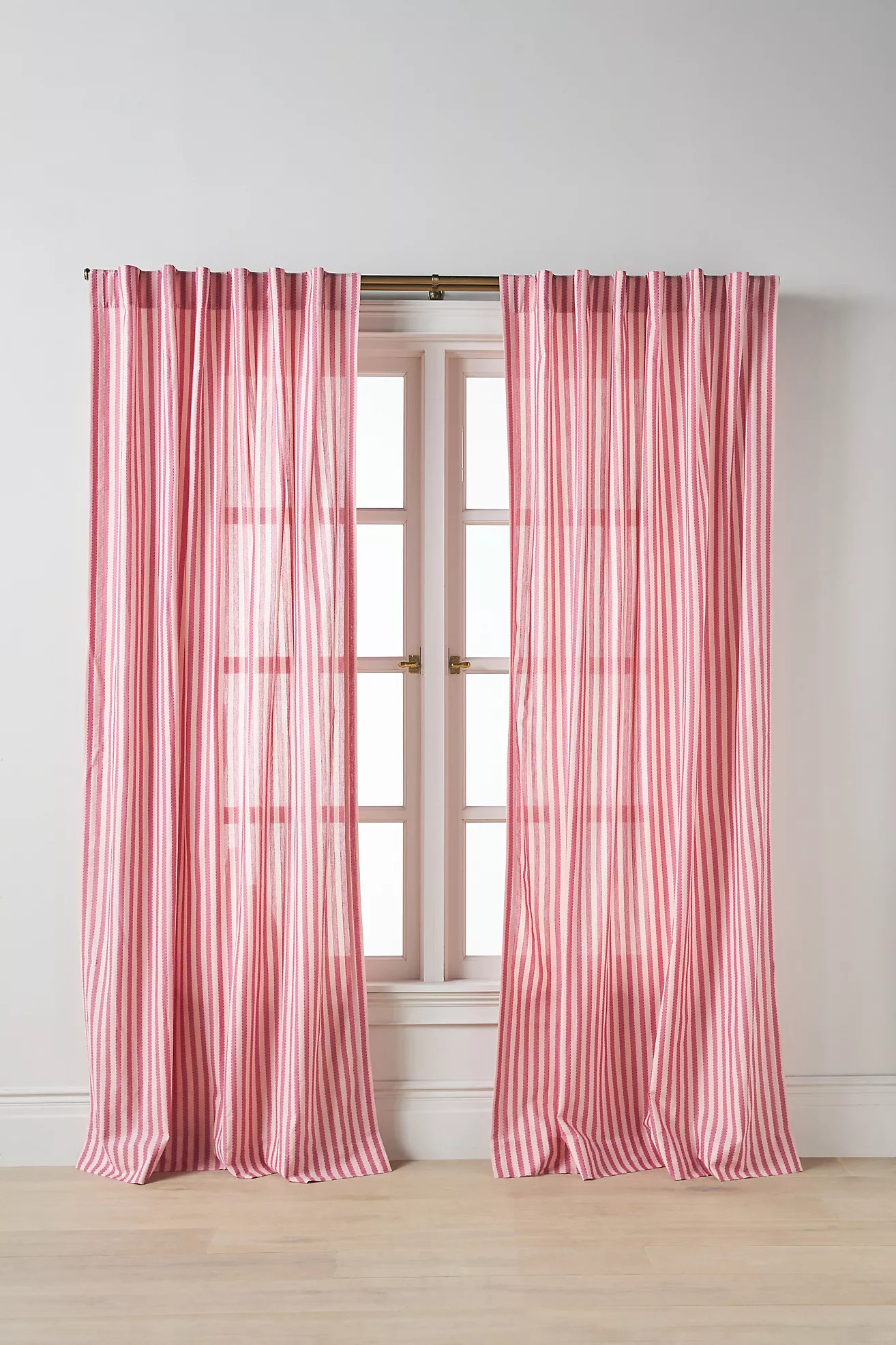 Solenne Woven Scalloped Striped Curtain | Anthropologie (US)