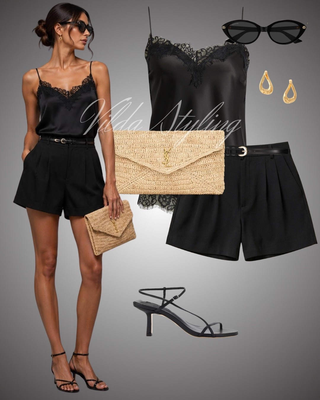 Black satin + linen shorts = the effortless chic combo you’ll wear on repeat. 🖤✨

A lace-trim satin cami paired with tailored black shorts creates the perfect balance of elegant and casual. Finished with strappy heels, a woven clutch, gold jewelry, and sleek sunglasses for a timeless summer look.

✨ Save this outfit for your next date night, vacation, or summer dinner.

#LTKStyle #LTKFashion #SummerStyle #ChicOutfit #BlackOutfit #EffortlessStyle #MinimalStyle #VacationOutfit #DateNightLook #CapsuleWardrobe #StyleInspiration #NeutralStyle #FashionInspo #OutfitIdeas #SummerFashion

#LTKsummer #LTKdatenight #LTKstyletip