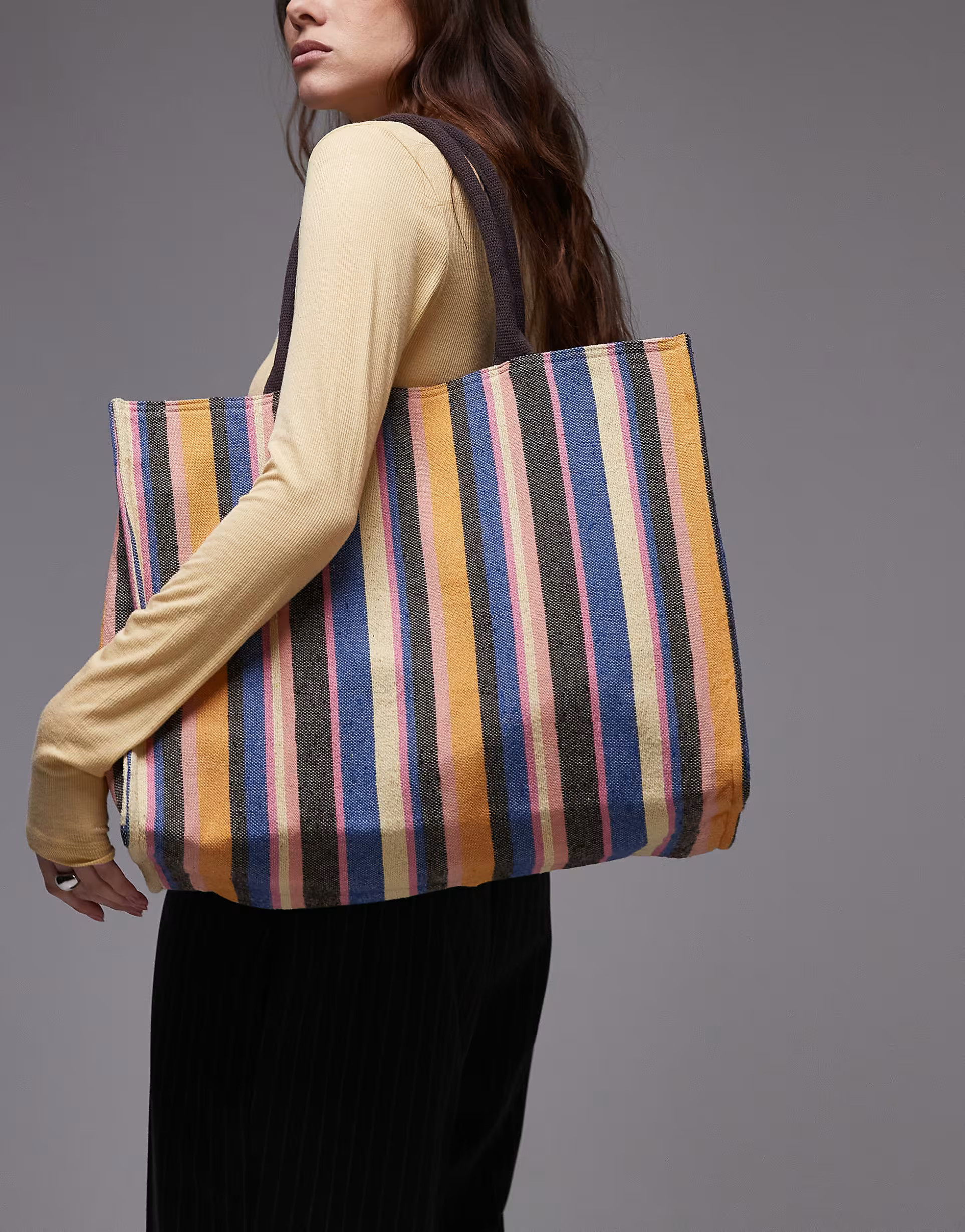 Topshop Toby canvas bag in blue and orange stripe | ASOS | ASOS (Global)
